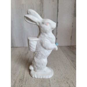 Easter vintage rabbit flower basket ceramic figure spring floral unique